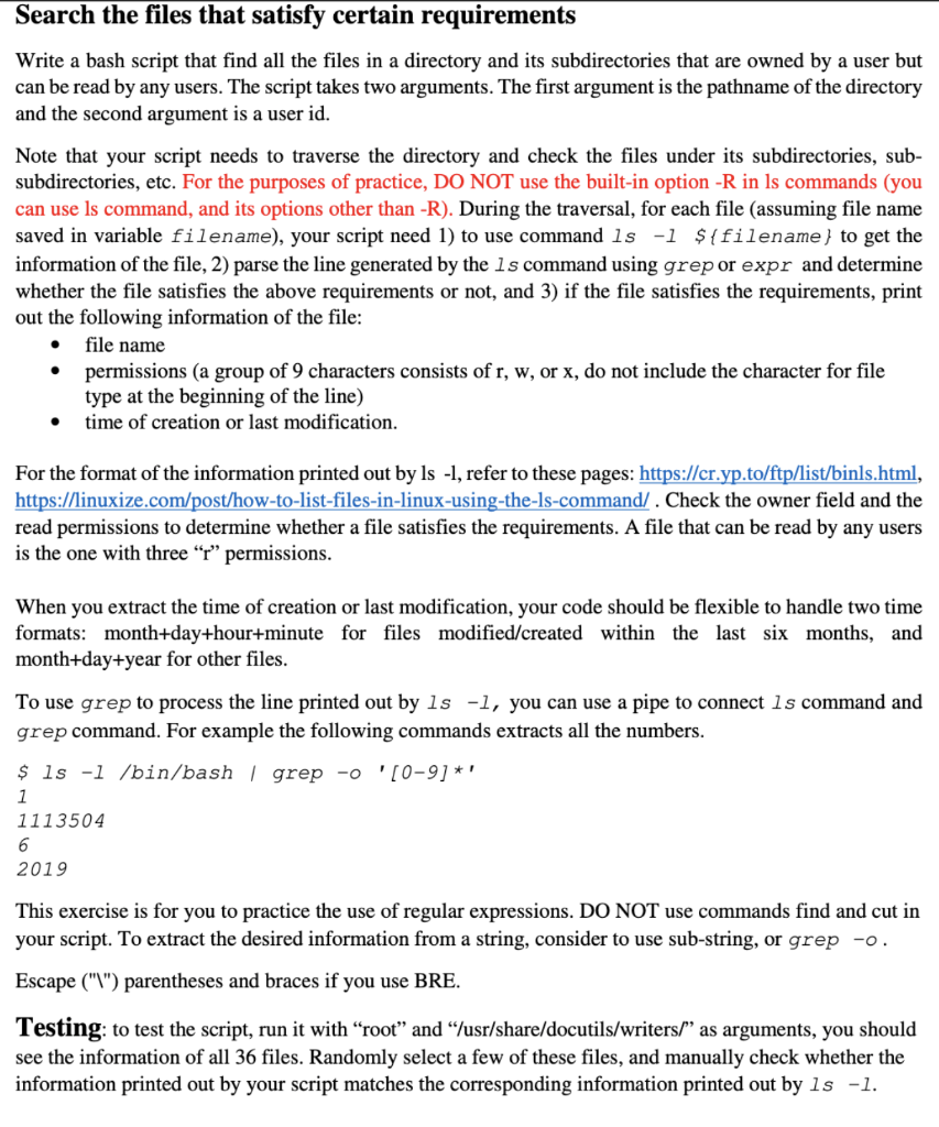 Solved Search The Files That Satisfy Certain Requirements Chegg Com