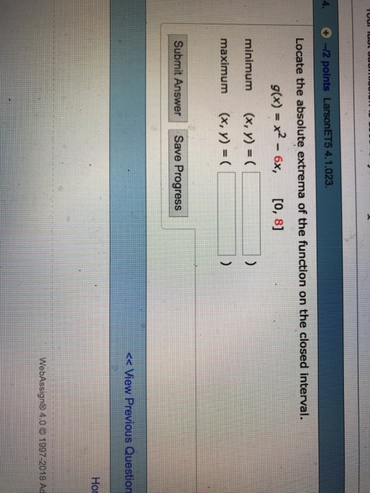 Solved 4· 0-12 points LarsonET5 4.1.023 Locate the absolute | Chegg.com
