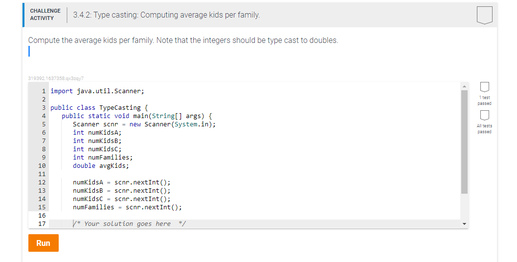 Solved CHALLENGE ACTIVITY 3.4.2: Type casting: Computing | Chegg.com