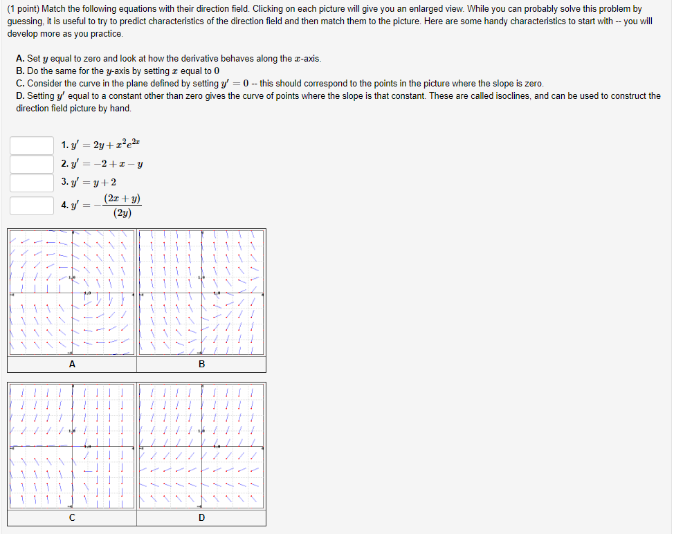 Solved (1 point) Match the following equations with their | Chegg.com