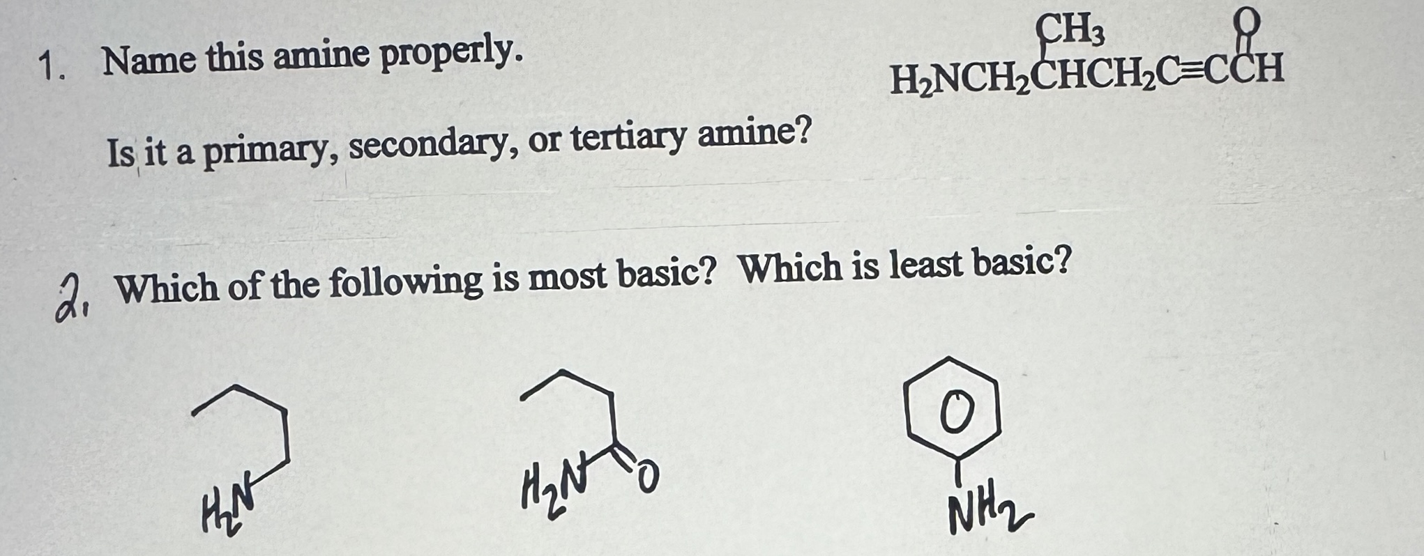 Solved 1. Name this amine properly. Is it a primary, | Chegg.com