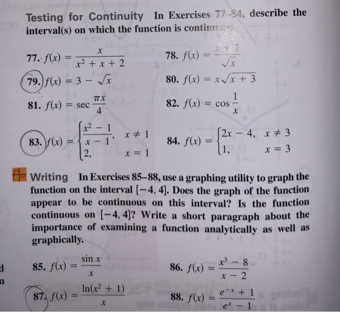 Solved Testing for Continuity In Exercises 77-34, describe | Chegg.com