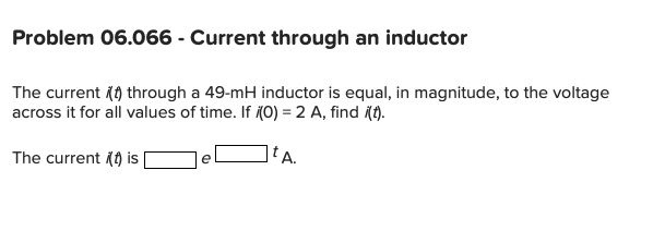 Solved Problem 06.066 - Current through an inductor The | Chegg.com
