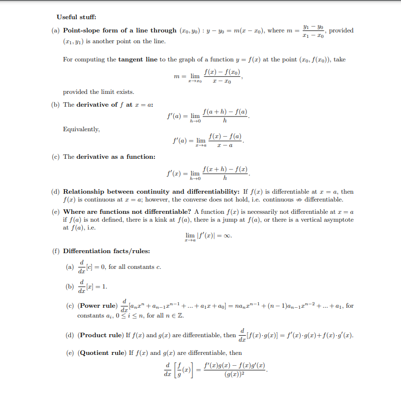 Useful stuff: (a) Point-slope form of a line through | Chegg.com