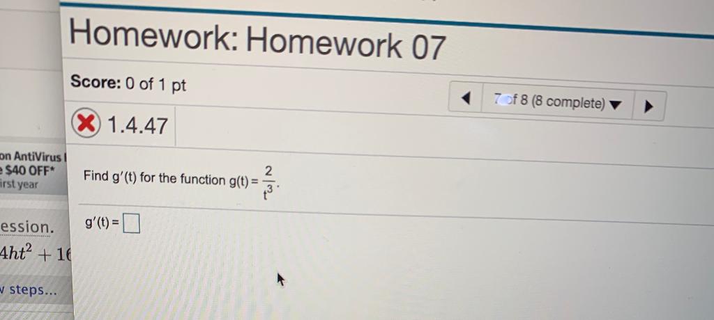 Solved Homework: Homework 07 Score: 0 Of 1 Pt 7 Of 8 (8 | Chegg.com