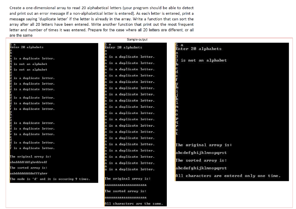 Solved Create a one-dimensional array to read 20 | Chegg.com