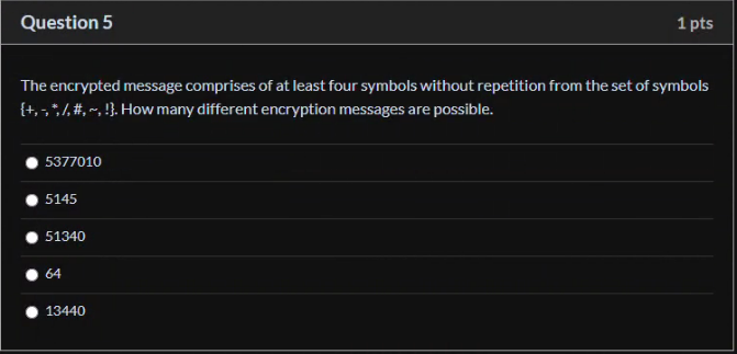 Solved Question 5 1 pts The encrypted message comprises of | Chegg.com