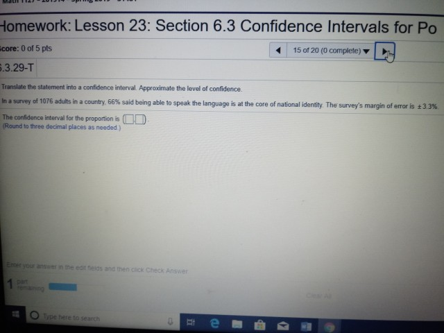 Solved Homework: Lesson 23: Section 6.3 Confidence Intervals | Chegg.com