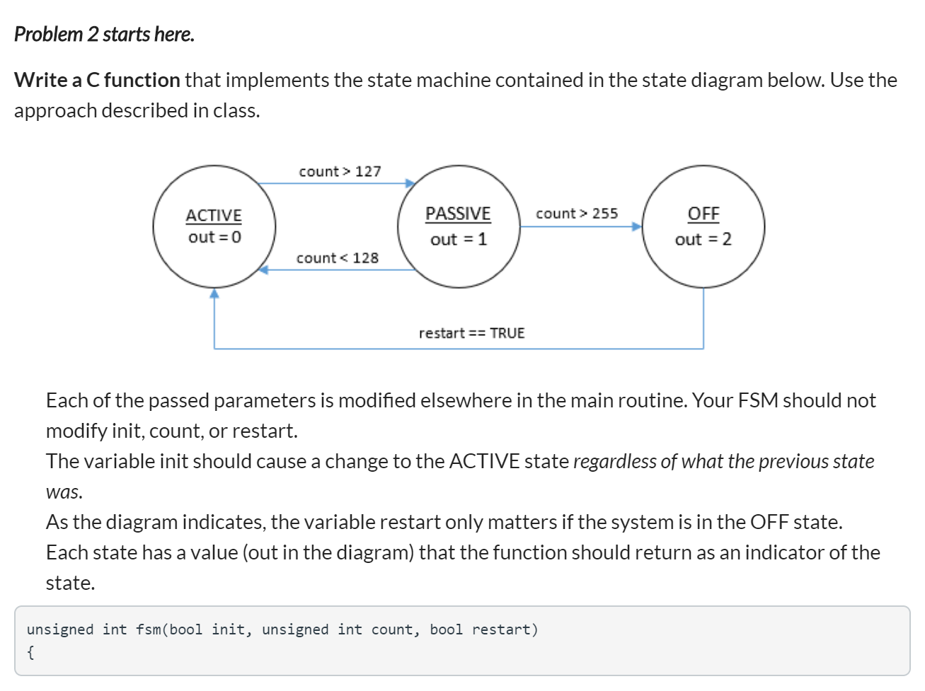 Solved Problem 2 starts here. Write a C function that | Chegg.com