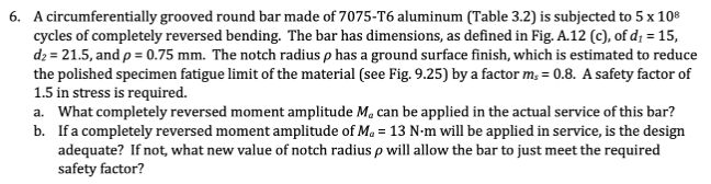 Solved A circumferentially grooved round bar made of 7075-T6 | Chegg.com