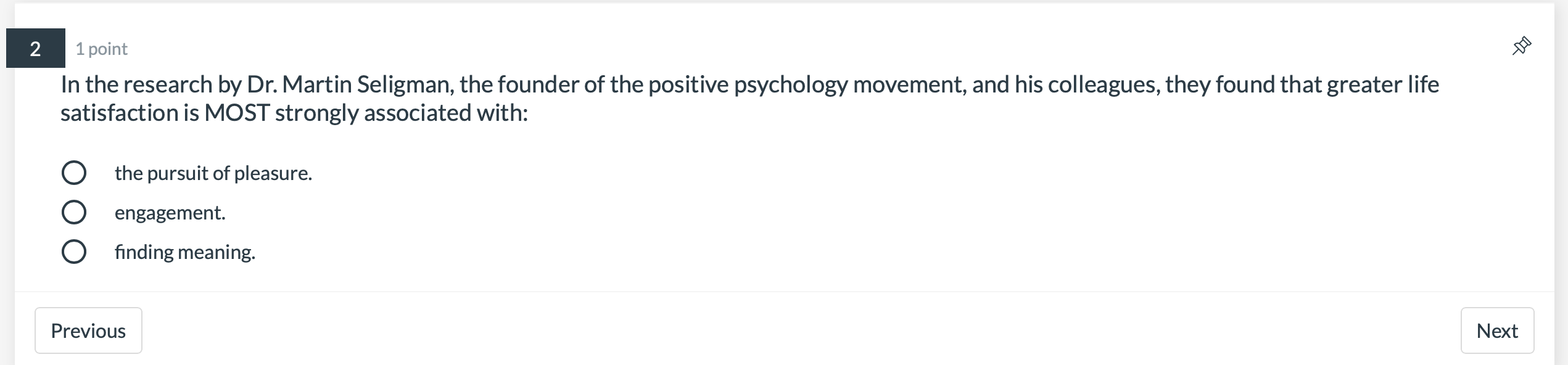 Solved 2 de 1 point in the research by dr martin seligman chegg
