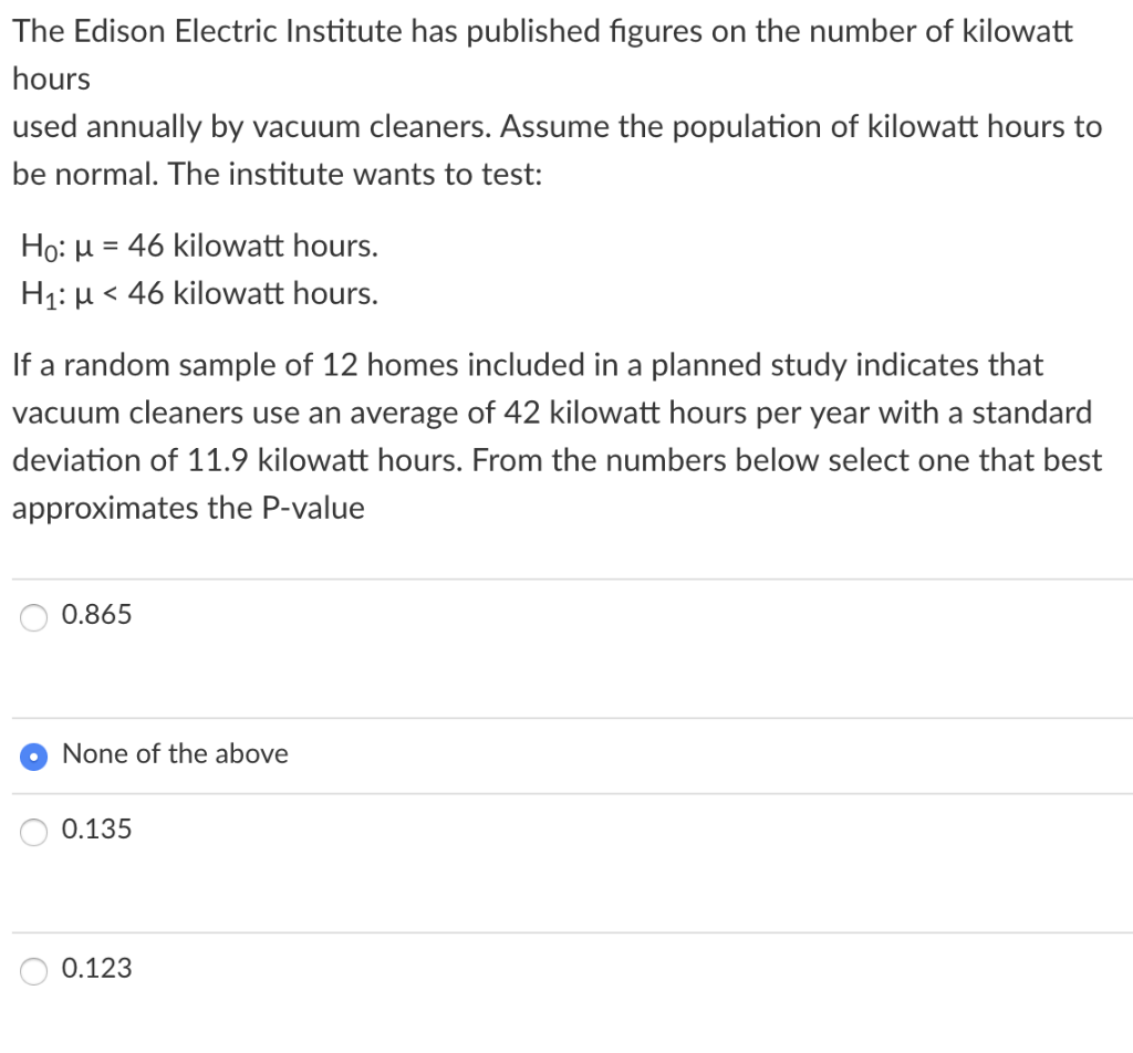Solved The Edison Electric Institute has published figures
