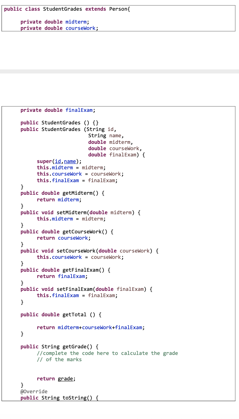 Solved Instructions: Below is the list of the classes Person | Chegg.com