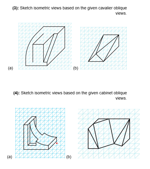 Solved (3): Sketch isometric views based on the given | Chegg.com