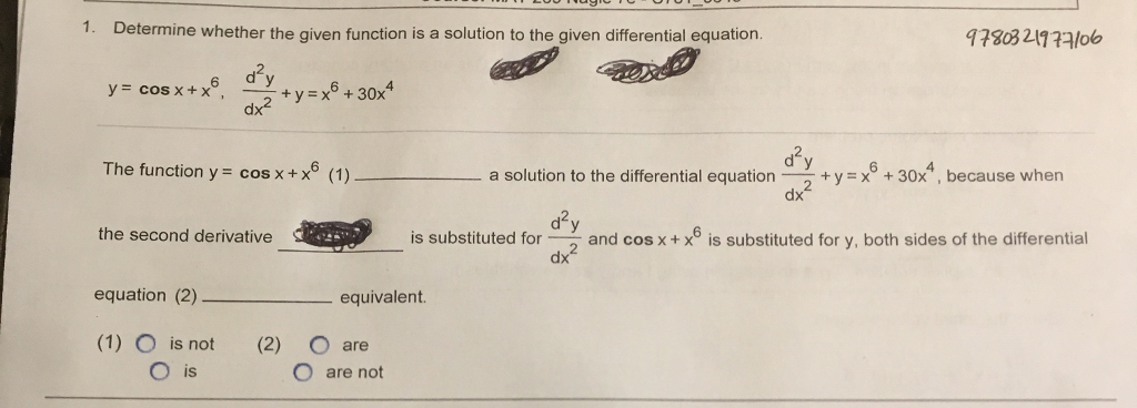 Solved Determine whether the given function is a solution to | Chegg.com