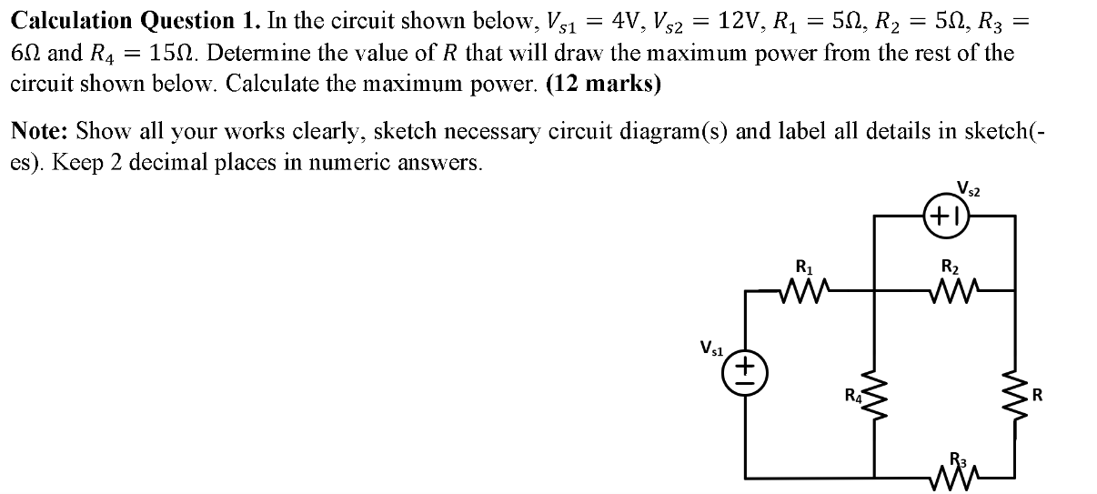 Solved Calculation Question 1. In the circuit shown below, | Chegg.com