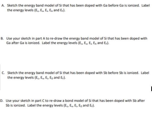 Solved A. Sketch the energy band model of Si that has been | Chegg.com