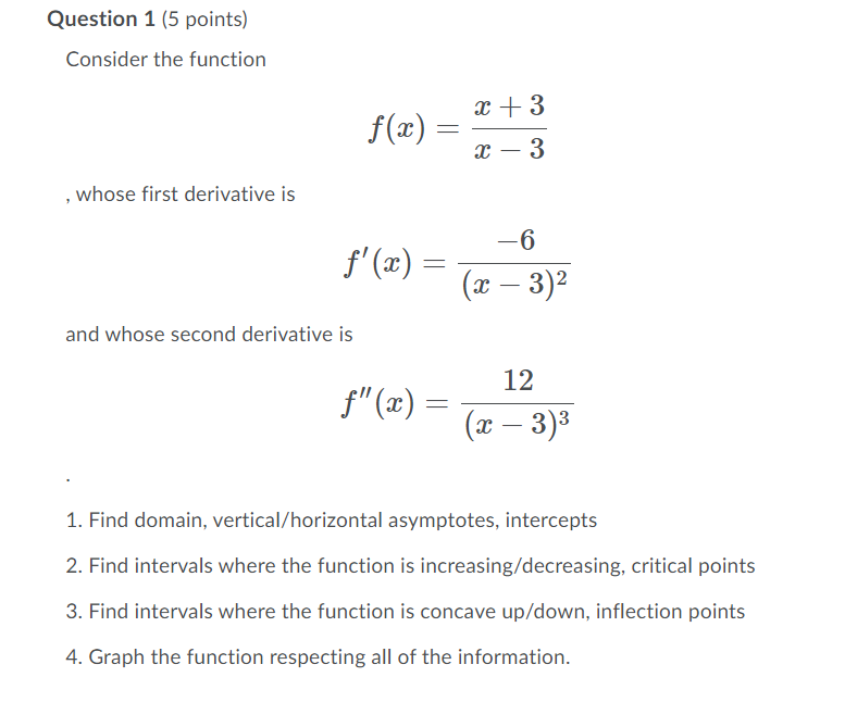 Solved Question 1 (5 points) Consider the function x + 3 | Chegg.com