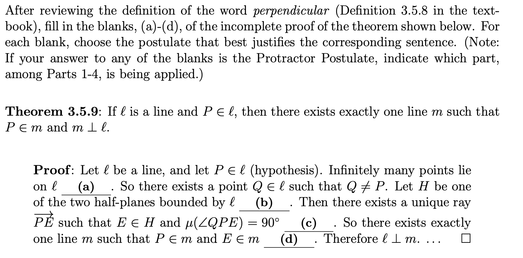 Solved 1 Theexistencepostulate 2 Theincidencepostulate Chegg Com