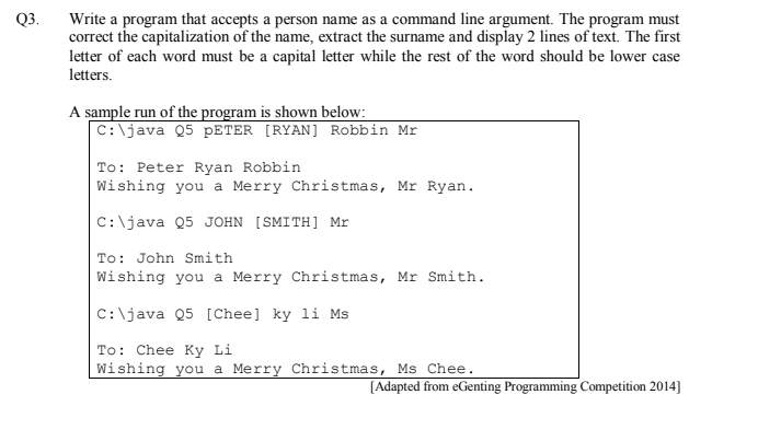 Solved Q3. Write a program that accepts a person name as a | Chegg.com