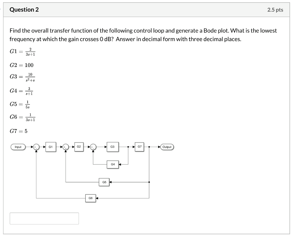 Question 2 2 5 Pts Find The Overall Transfer Function Chegg Com