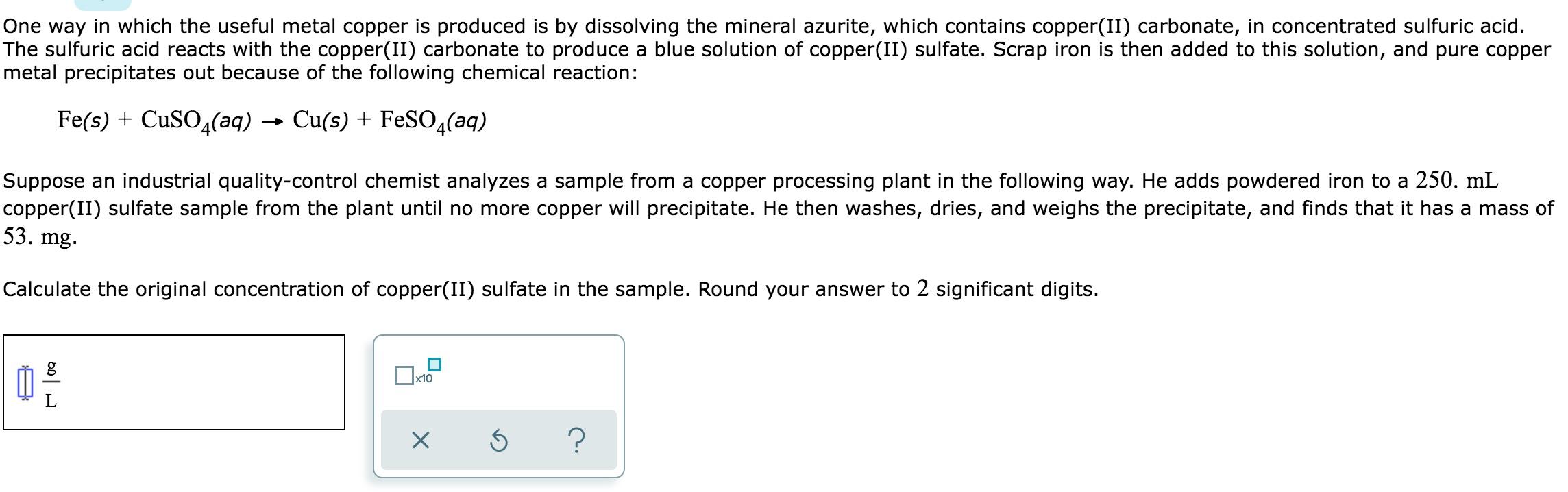 Solved Calculate the original concentration of copper(II) | Chegg.com