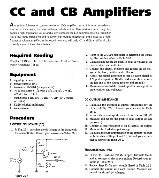 CC and CB Amplifiers An emitter follower or