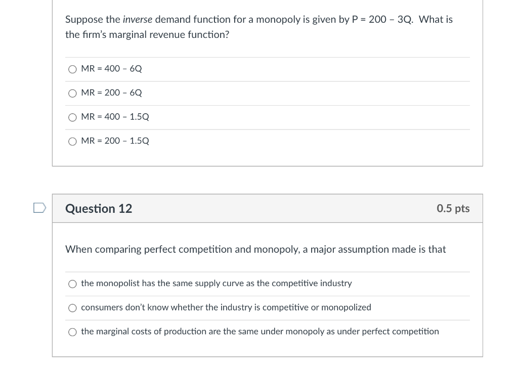 Solved Suppose the inverse demand function for a monopoly is