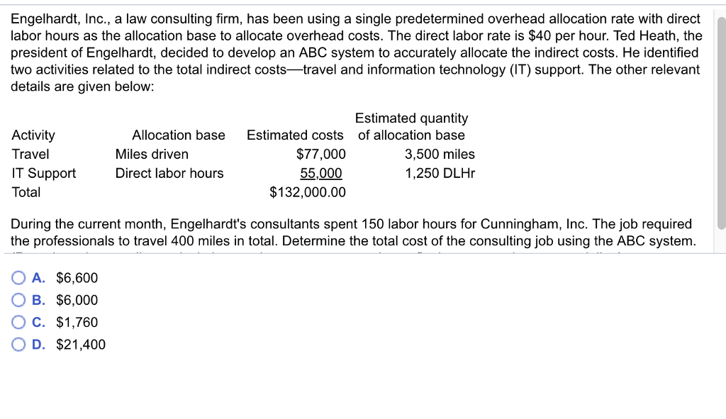 Solved Engelhardt, Inc., a law consulting firm, has been