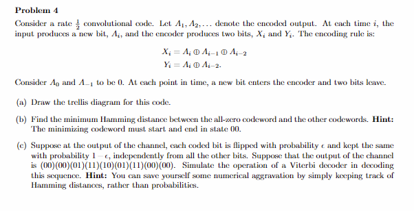 Problem 4 Consider a rate input p convolutional code. | Chegg.com