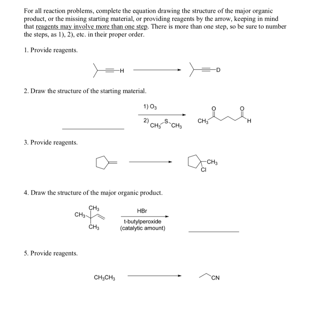 Solved For all reaction problems, complete the equation | Chegg.com