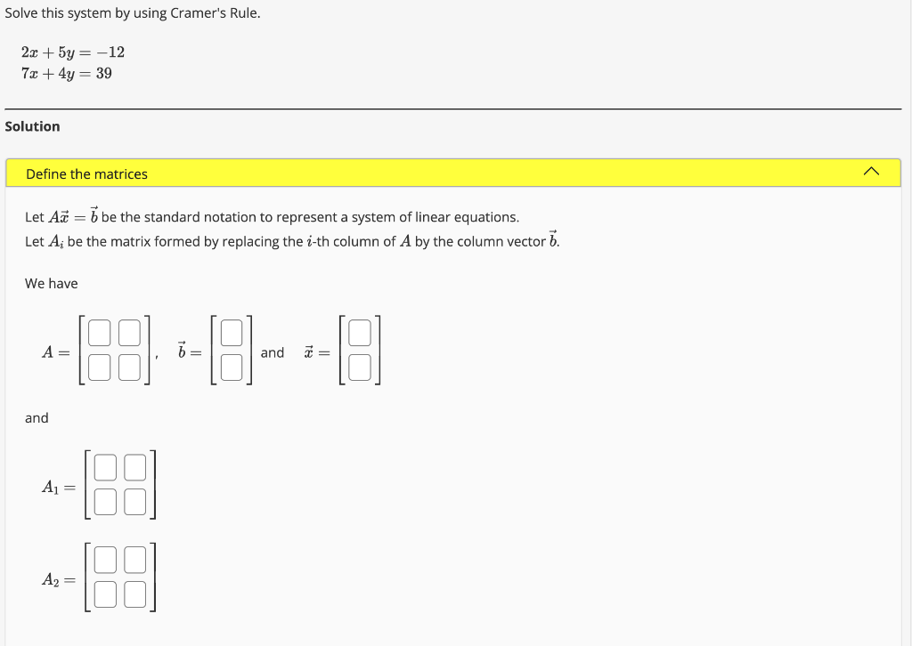 Solved Solve This System By Using Cramer's Rule. | Chegg.com