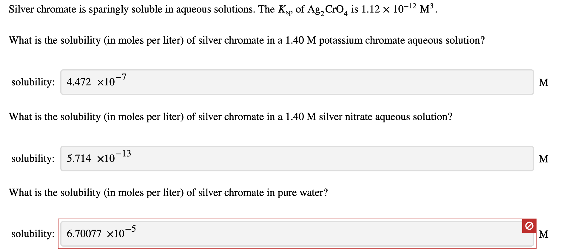 Solved Silver chromate is sparingly soluble in aqueous