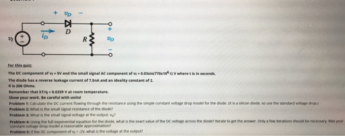 Solved The DC component of v1 = 5V and the small signal AC | Chegg.com