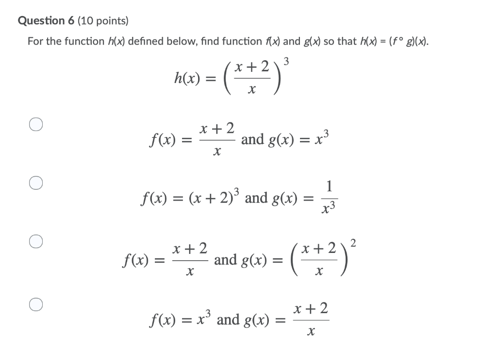 Solved Question 6 (10 points) For the function h(x) defined | Chegg.com