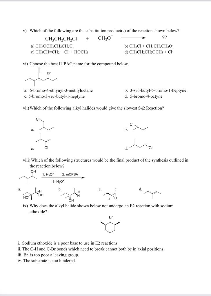 Solved + v) Which of the following are the substitution | Chegg.com