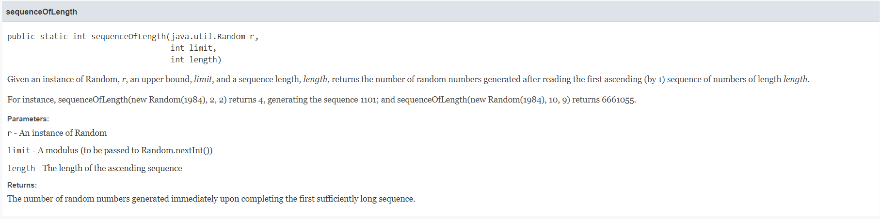 Solved Sequenceoflength Public Static Int Sequenceoflengt Chegg Com