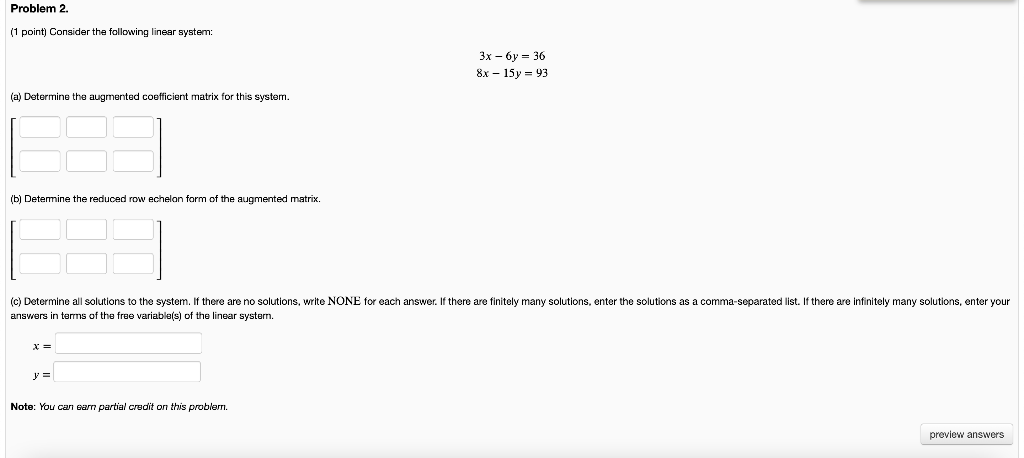 Solved Problem 2. (1 Point) Consider The Following Linear | Chegg.com