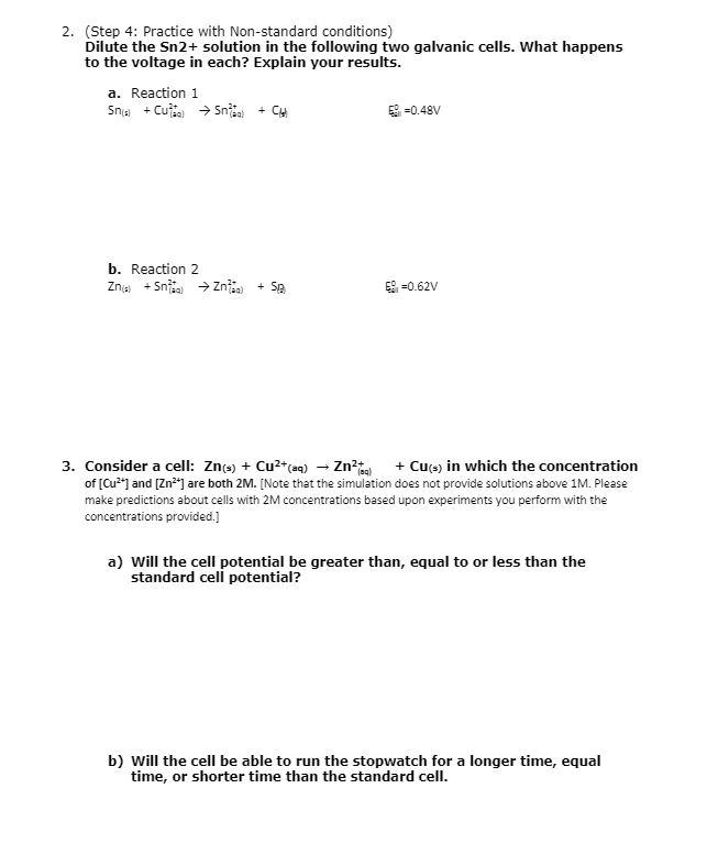 Solved Electrochemistry Virtual Lab Tutorial Questions and