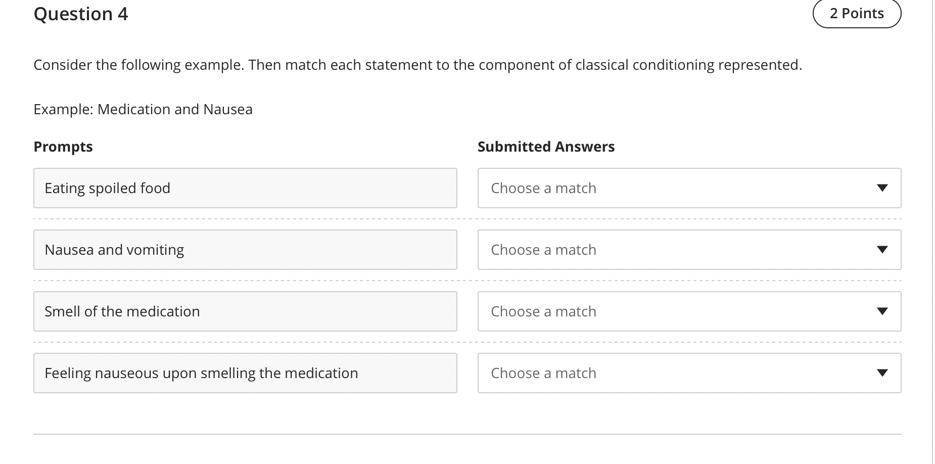 Solved Consider the following example. Then match each | Chegg.com
