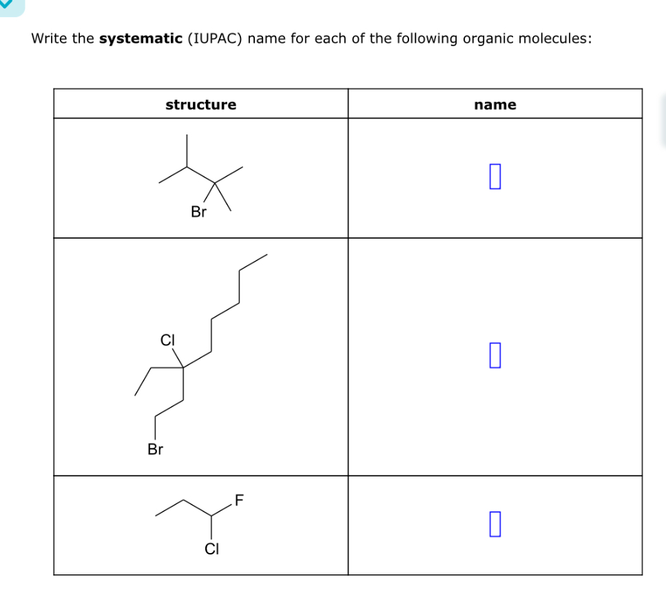 Solved Write the systematic (IUPAC) ﻿name for each of the | Chegg.com