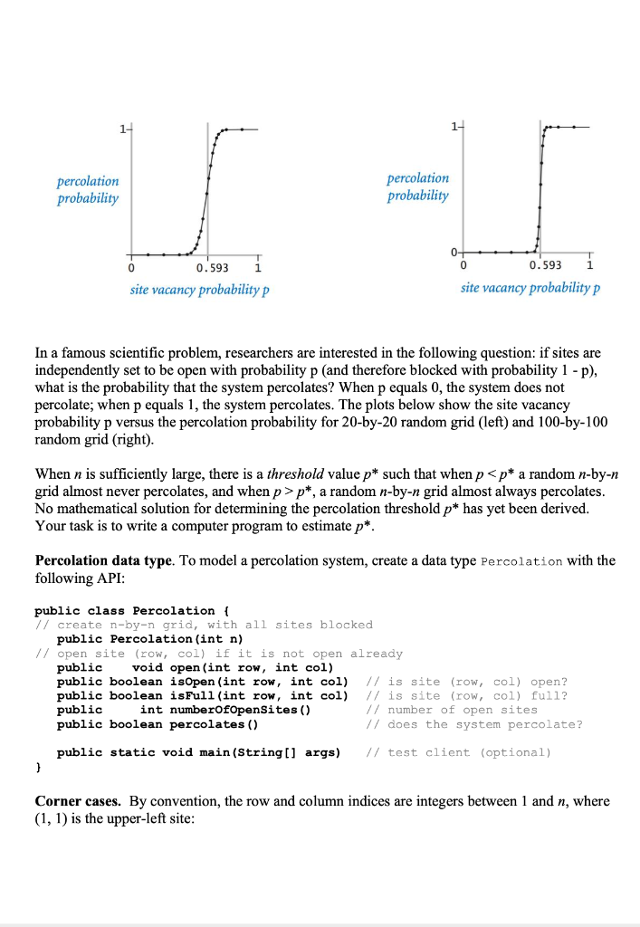 Solved CS146 Project 1 Problem 1. (Percolation.java) 1.