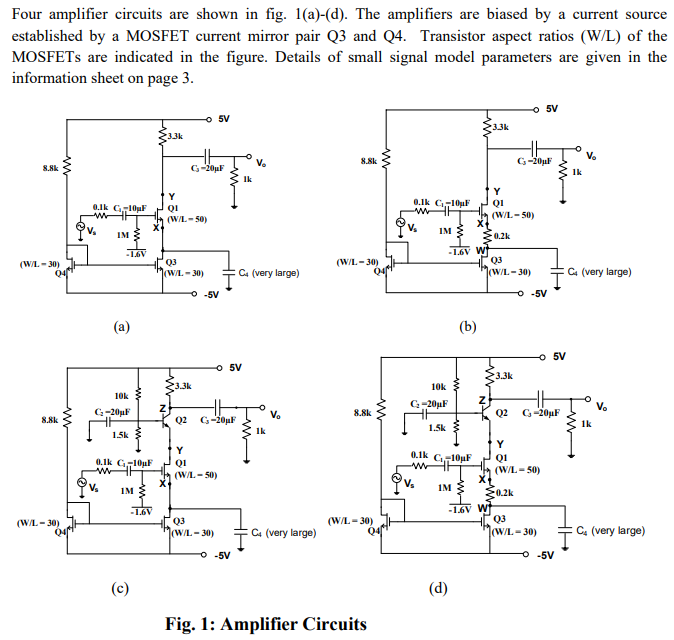 Solved Four Amplifier Circuits Are Shown In Fig. 1(a)-(d). | Chegg.com