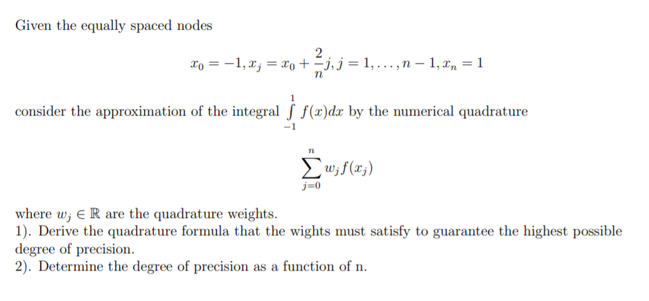 Solved Given The Equally Spaced Nodes 2 Xo 1 X Xo Chegg Com