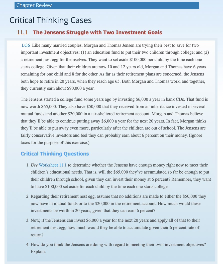 My instructions were to fill out a separate worksheet