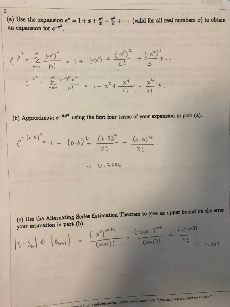 Solved 2. (a) Use the expansion e-1+ an expansion for e … | Chegg.com