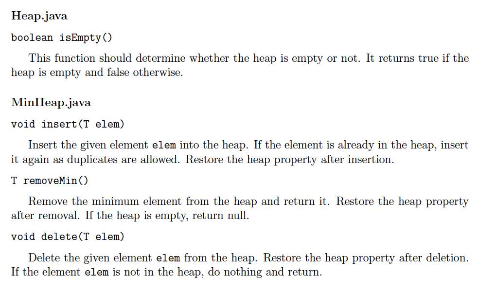 Solved Heap.java boolean isEmpty() This function should | Chegg.com