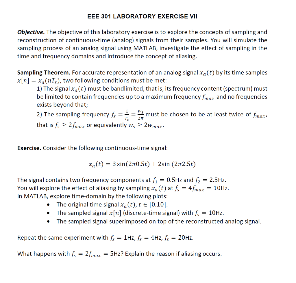 Solved EEE 301 LABORATORY EXERCISE VII Objective. The | Chegg.com