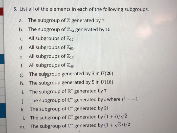 Solved 3. List all of the elements in each of the following | Chegg.com