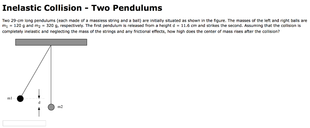 Solved Inelastic Collision Two Pendulums Two 29-cm long | Chegg.com